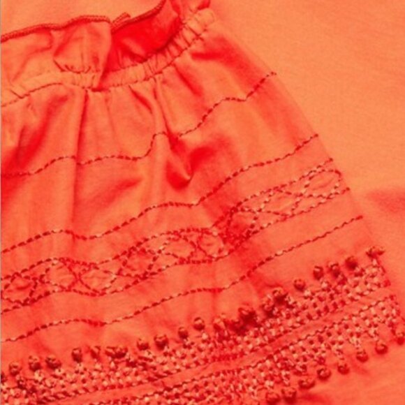 KOBI HALPERIN Embroidered Ruffle Flutter Bell Sleeve Jersey Top Blouse Tangerine - Picture 4 of 16